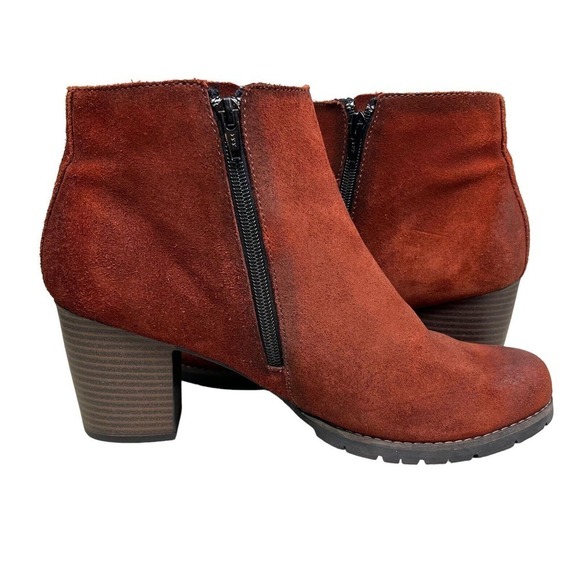 Clarks Camelia Chelsea Boots Suede‎ Block Heel Side Zip Rust Women Size 11M - Picture 6 of 10